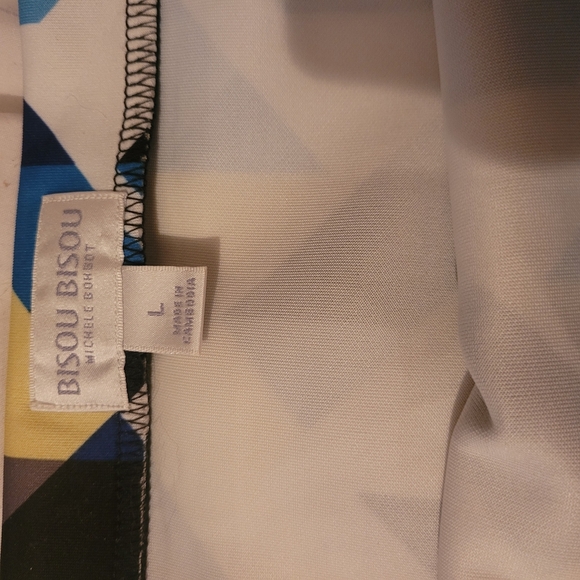 Bisou Bisou Colorful Geometric Patterned Skirt L - Picture 2 of 3